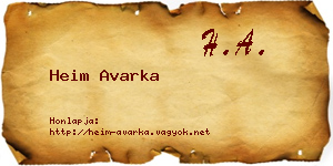 Heim Avarka névjegykártya
